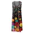 thumbnail image 4 of SMihono Robe Maxi Bohème d'Été pour Femmes Grande Taille Mode Féminine Col Rond Sans Manches Robe Imprimée de Plage, 4 of 5