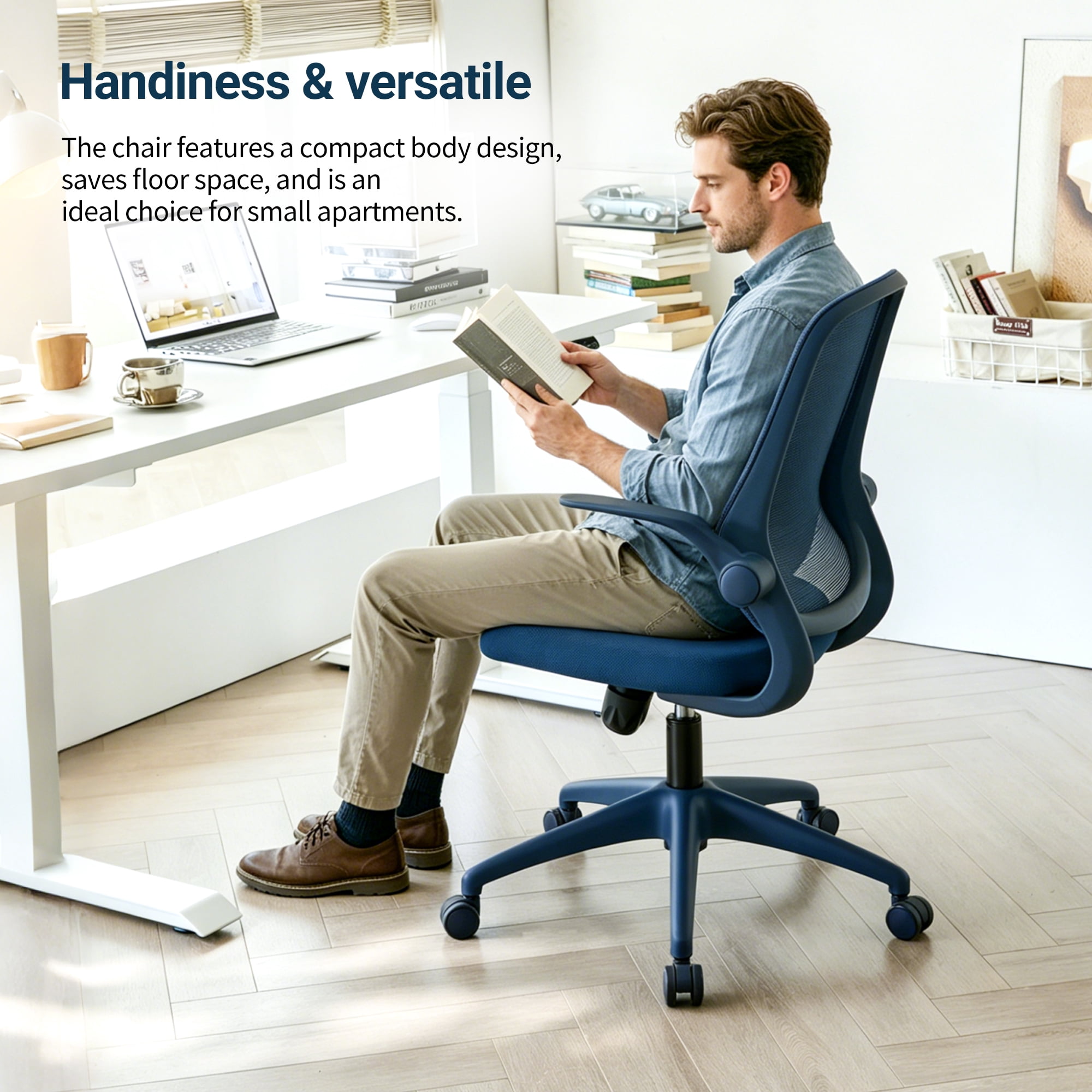 Ergonomic Mesh Office Chair 350LBS, Fireproof Molded Foam Seat with Flip-Up Armrest, Height Adjustable Swivel Rocking Desk Chair for Home Office