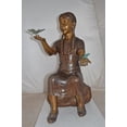 thumbnail image 2 of Nifao Girl Sitting on A Rock Holding Butterflies Bronze Statue – Home Office Decor Sculpture, 26"L x 17"W x 34"H, 2 of 11