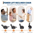 thumbnail image 4 of Oversized Power Lift Recliner Chair for Elderly – Electric Reclining Sofa with Heat & Massage, Corduroy Fabric, Stand Assist, Side Pocket, USB Port – Adjustable Lounge Chair for Living Room, 4 of 7
