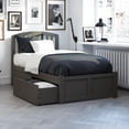 thumbnail image 1 of Bowery Hill Lit Plateforme Moderne en Bois Massif Simple TG avec Rangement Gris, 1 of 4