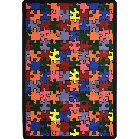 Joy Carpets Playful Patterns Puzzled 3'10" x 5'4" Area Rug in Color Multi