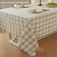 thumbnail image 2 of Beige Checkered Tablecloth Rectangle Tables Buffalo Plaid Gingham Table Cloth Cotton Linen Rustic Tablecloths Washable Wrinkle Free for Party Picnic Kitchen, 60"x120" 10-12 Seats, 2 of 7