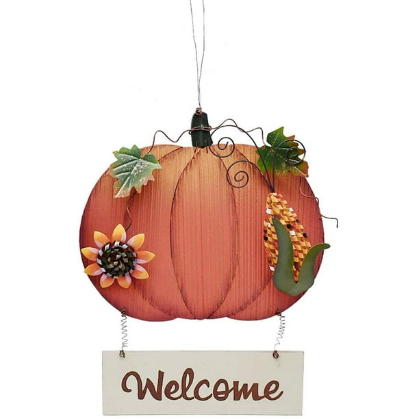 Wooden Pumpkin Welcome Sign Hanging Pumpkin Sign Fall Door Decor for ...