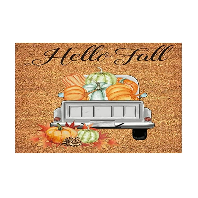 TIELUTT Fall Thanksgiving Decorative Door Mat Farmhouse Happy Fall Yall Doormat Autumn Plaid Doormats Non 8 by 10 Rugs for Bedroom Warm Carpet Classroom Area Rug Throws for Bedroom Throw Blanket Line