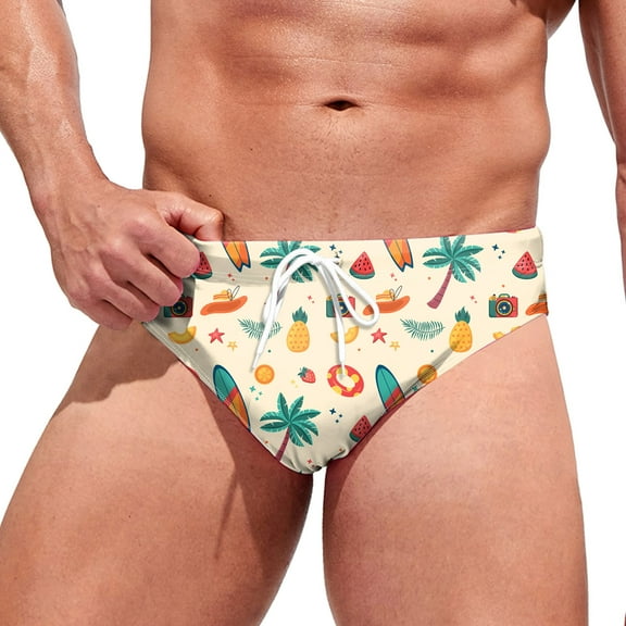 UAYOTSE Men's Bikini Swimsuit Fashion Bathing Suit Low Waist Elastic Swim Briefs with Cup Swimwear,XXL Khaki