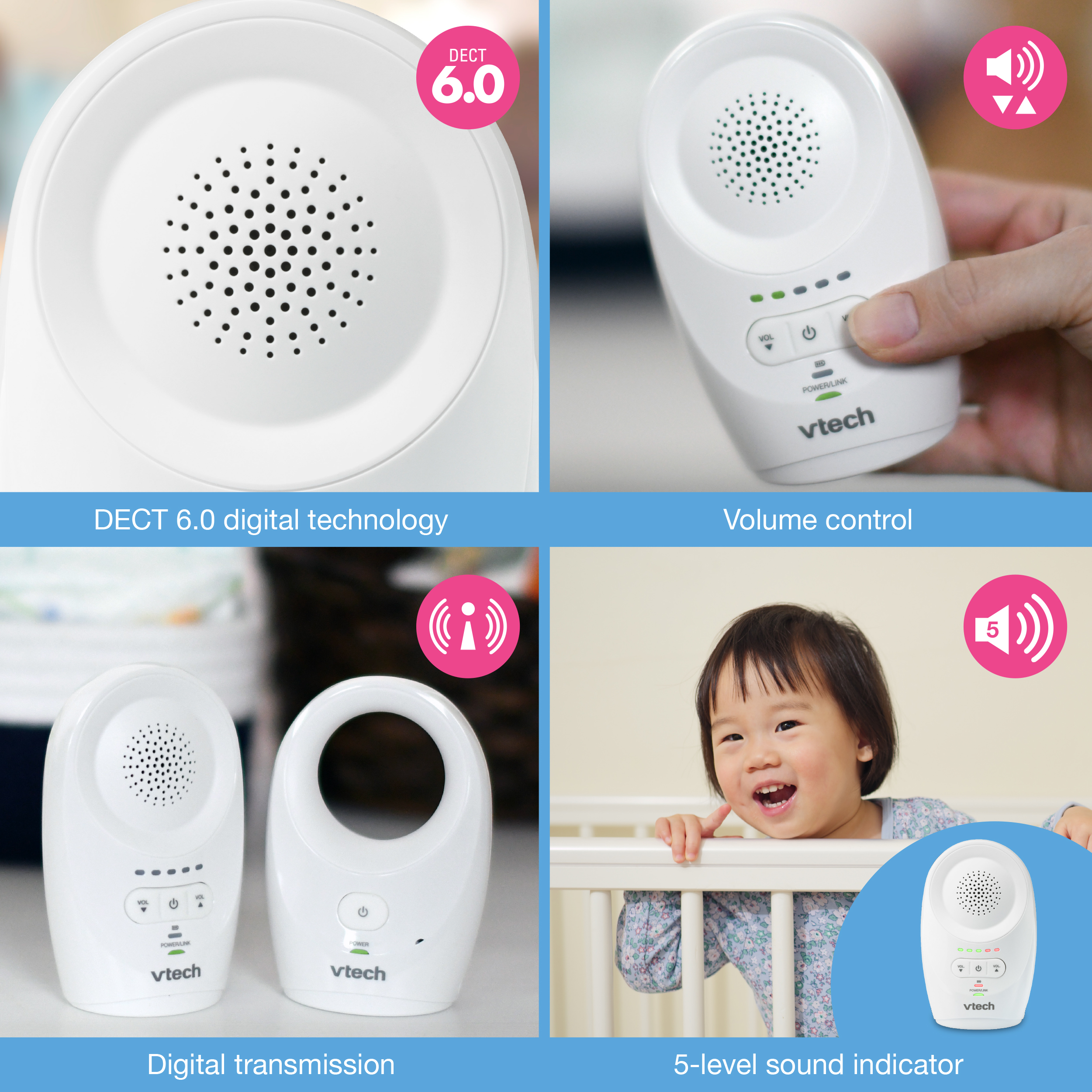 VTech Digital Audio Baby Monitor, DECT 6.0, 1500 ft Range photo 7