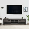 thumbnail image 2 of CorLiving Joliet Distressed Carbon Gray and Black Duotone Engineered Wood Modern TV Stand with Open & Closed Storage for TVs up to 95" - Large Entertainment Center for Living Room, 2 of 15