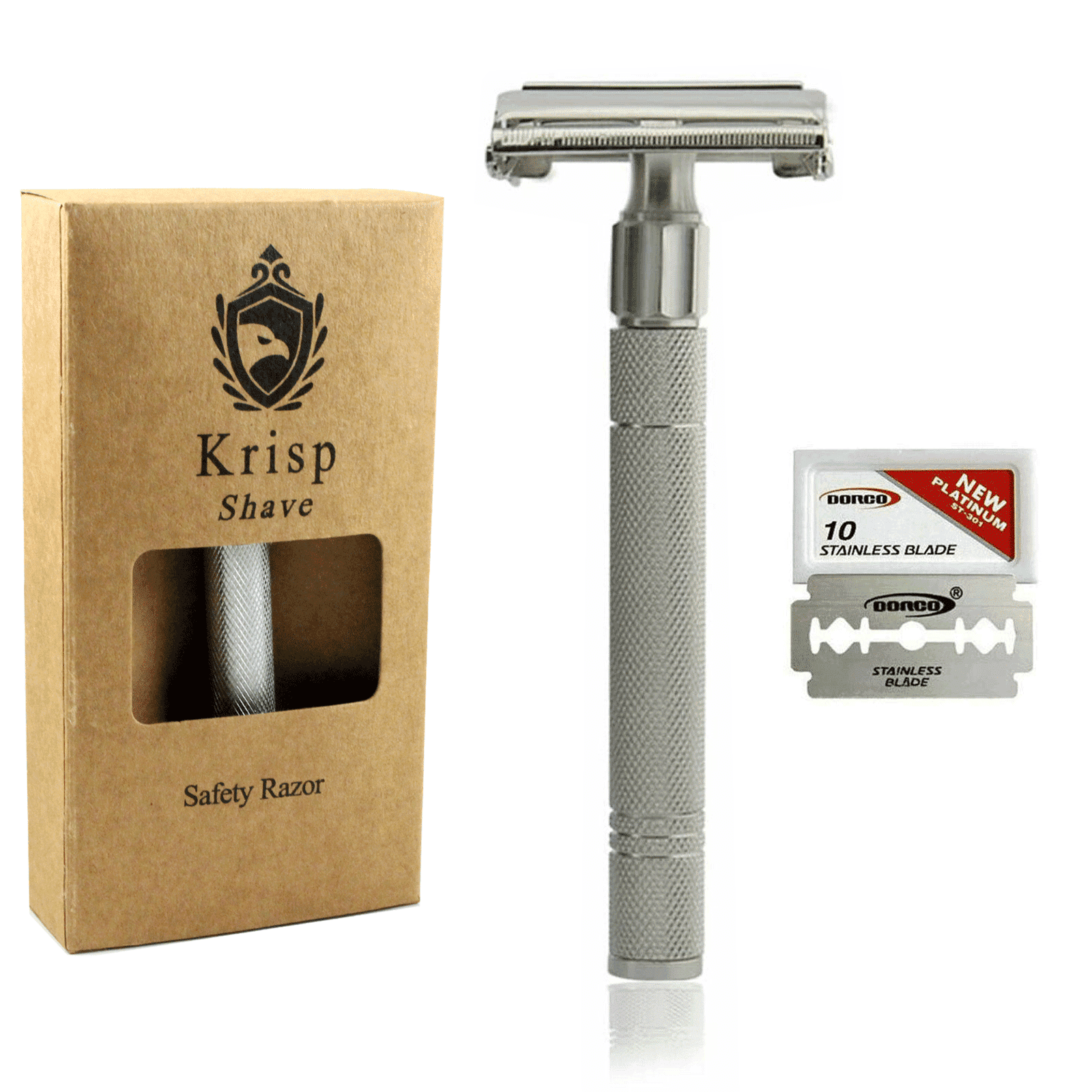 Long Handled Butterfly Open Safety Razor For Men Women + 5 Shaving Blades
