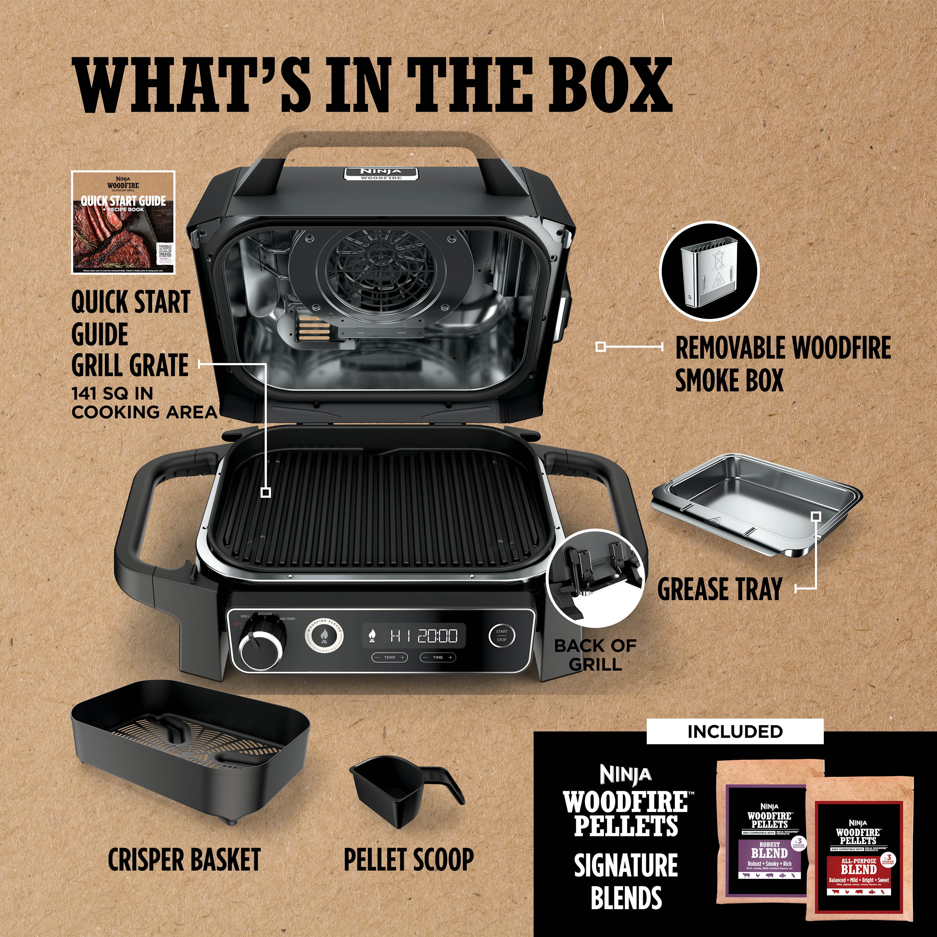 Ninja 3-in-1 Outdoor Grill with Woodfire Technology Bangladesh Ubuy