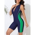 thumbnail image 4 of Charmo Womens Full Coverage One Piece Sport Swimsuit Zipper Boyleg Swimwear Color Blocked Bath Suit, 4 of 6