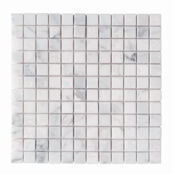 Oriental White 12-in x 12-in Polished Marble Mosaic Floor and Wall Tile( 5 sq. ft. /Box )