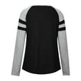 thumbnail image 2 of Elainilye Fashion Long Sleeve Shirts for Women Splicing V-neck Contrasting Colors Raglan Sleeves Knitted Bottoming Shirt Tops,Black, 2 of 8