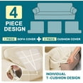 thumbnail image 4 of 4 Piece T Cushion Sofa Slipcovers Stretch Couch Cover Furniture Covers with 3 Individual T Cushion Covers, Machine Washable (3 Cushion Sofa, Porcelain), 4 of 14