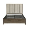 thumbnail image 2 of Cal King Platform Bed with Footboard Storage Upholstered Headboard Dark Walnut Finish Wooden Bedroom Furniture, 2 of 7