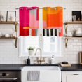 thumbnail image 2 of Pink Orange Kitchen Curtains Small Short 39 Inch Length, Geometric Modern Abstract Oil Painting Grommet Top Bedroom Living Room Curtains, Light Filtering Cafe Curtain Drapes 2 Panels Set 55''x39'', 2 of 9