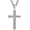 Silver, variant on Cross Necklace for Men Stainless Steel Cross with Cubic Zirconia Inlay Pendant Necklace with 7mm Cuban Chain 24In