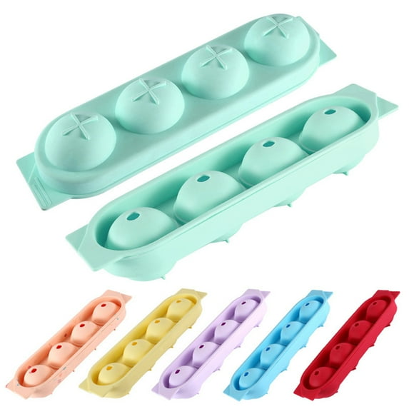 Ice Cube Tray Mold, Ice Ball Maker with Lid, Round Leak-proof Silicone 4 Cavity Cocktails Fadeless Ice Sphere Mold Bar Drink Tool Kitchen Accessories