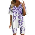 thumbnail image 2 of GERsome Womens 2 Piece Loungewear Sets Floral Print V Neck Pullover Tops and Biker Shorts Workout Sport Tracksuit S-3XL, 2 of 4