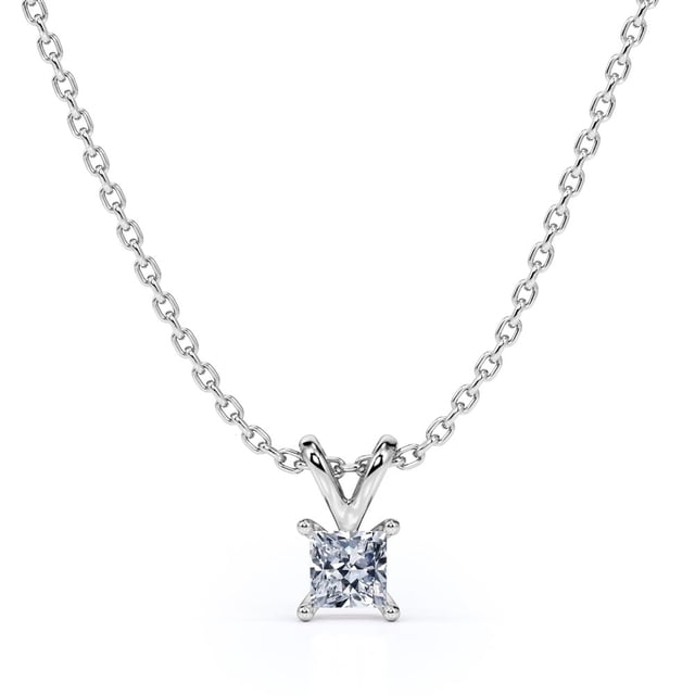 Collar colgante sencillo de Moissanita JeenMata 0,5 quilates Chapado En oro blanco de 18 K sobre plata