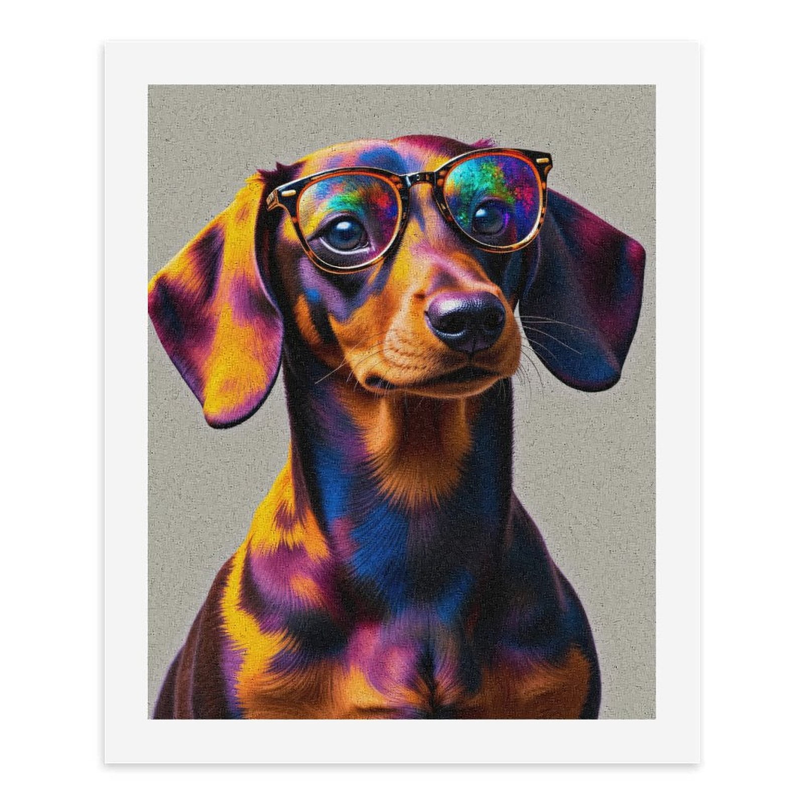 Paint by Numbers Kit for Adults, Colorful Dachshund with Glasses Paint by Numbers, Easy Paint by Numbers Kit for Adults Beginner, DIY Adult Paint by Number Kits on Canvas, Home Decor
