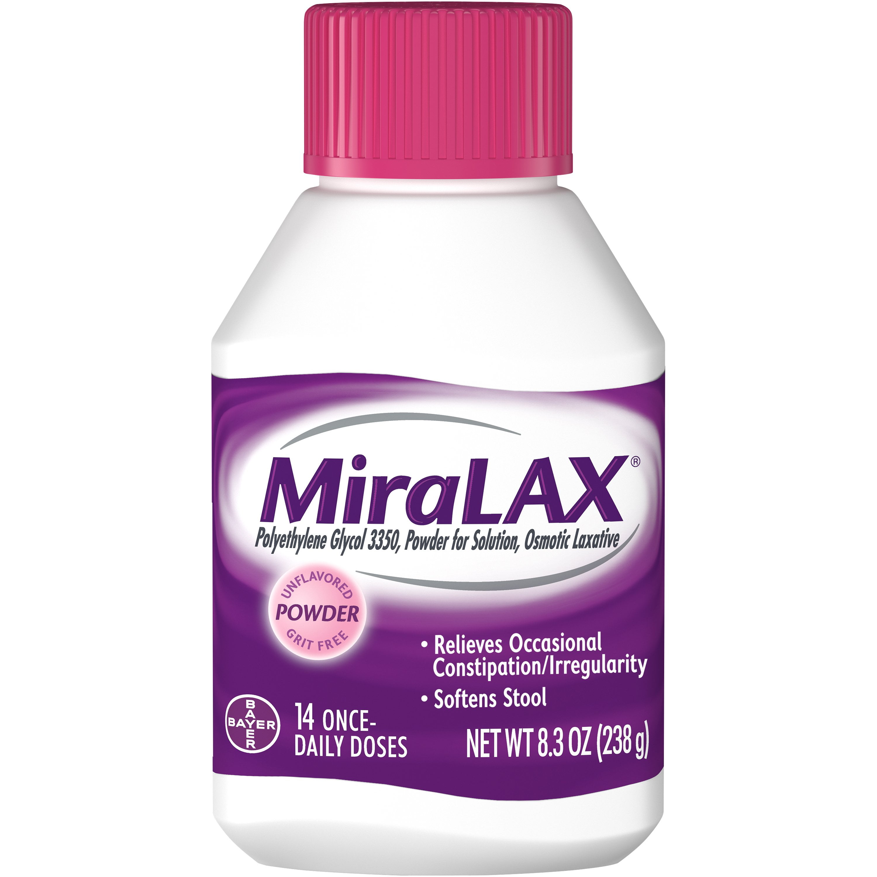 MiraLAX Osmotic Laxative Stool Unflavored Powder Constipation Relief, 8