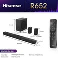 thumbnail image 3 of Restored Hisense 5.1 Ch Soundbar R652 with a total of 440W output, Rear Surround Speakers, 6.5” Wireless Subwoofer, Dolby Atmos and DTS Virtual X, Easy Connect, 3 of 7