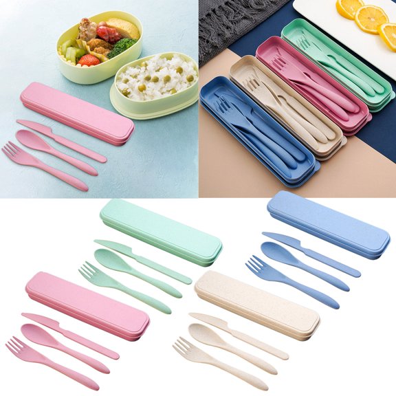 Huayishang Dinnerware Sets Clearance, Reusable Spoon Cutlery Fork Children's Adult Portable Lunch Box Cutlery Set for Travel Picnic Camping Or Daily Use At School Kitchen Utensils Set