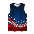 thumbnail image 4 of Frostluinai Chemises pour Femmes Chemises Rouges Blanches et Bleues Débardeurs Sans Manches à Étoiles Rayées Col Ras du Cou Débardeurs du 4 Juillet T-Shirts Grande Taille, 4 of 5
