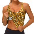thumbnail image 3 of Fotbe Bright Shiny Golden Sujetador Deportivo Largo sin Aros para Mujer con Almohadillas y Soporte Medio, Transpirable y Absorbente, Camiseta Tipo Chaleco o Tank Top-Large, 3 of 8