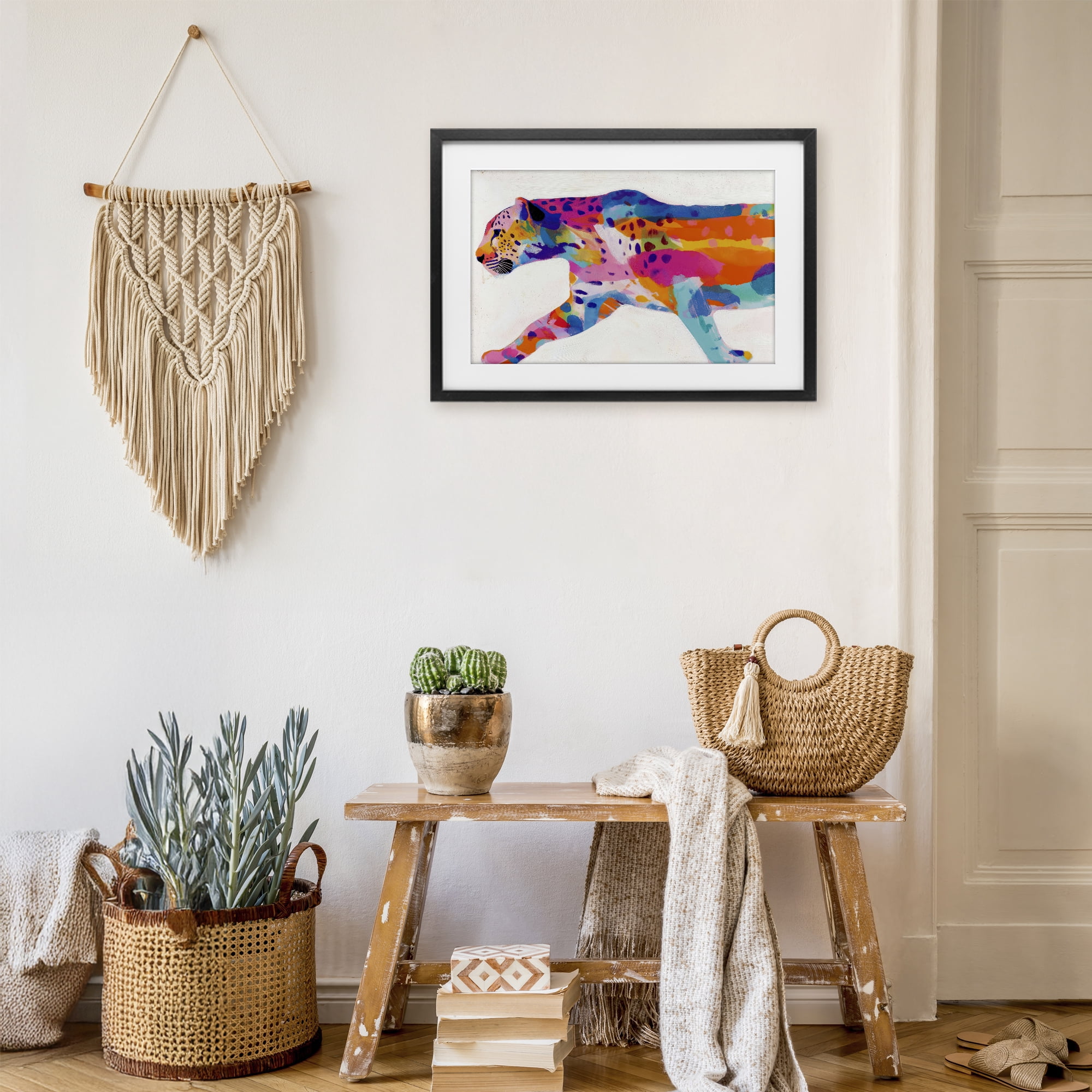 Stupell Industries Vibrant Hued Cheetah In Motion Black Framed Print Under Glass, design by Chromatic Storm Studio