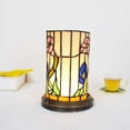 thumbnail image 6 of FSLiving Tiffany Style Accent Lamp Table Lamp Stained Glass USB-Powered Cord Morning Glory Desk Light with Color Changing Dimmable Cylinder Light Bedroom Gift Nightlight Backlight for Zoom Meetings, 6 of 9