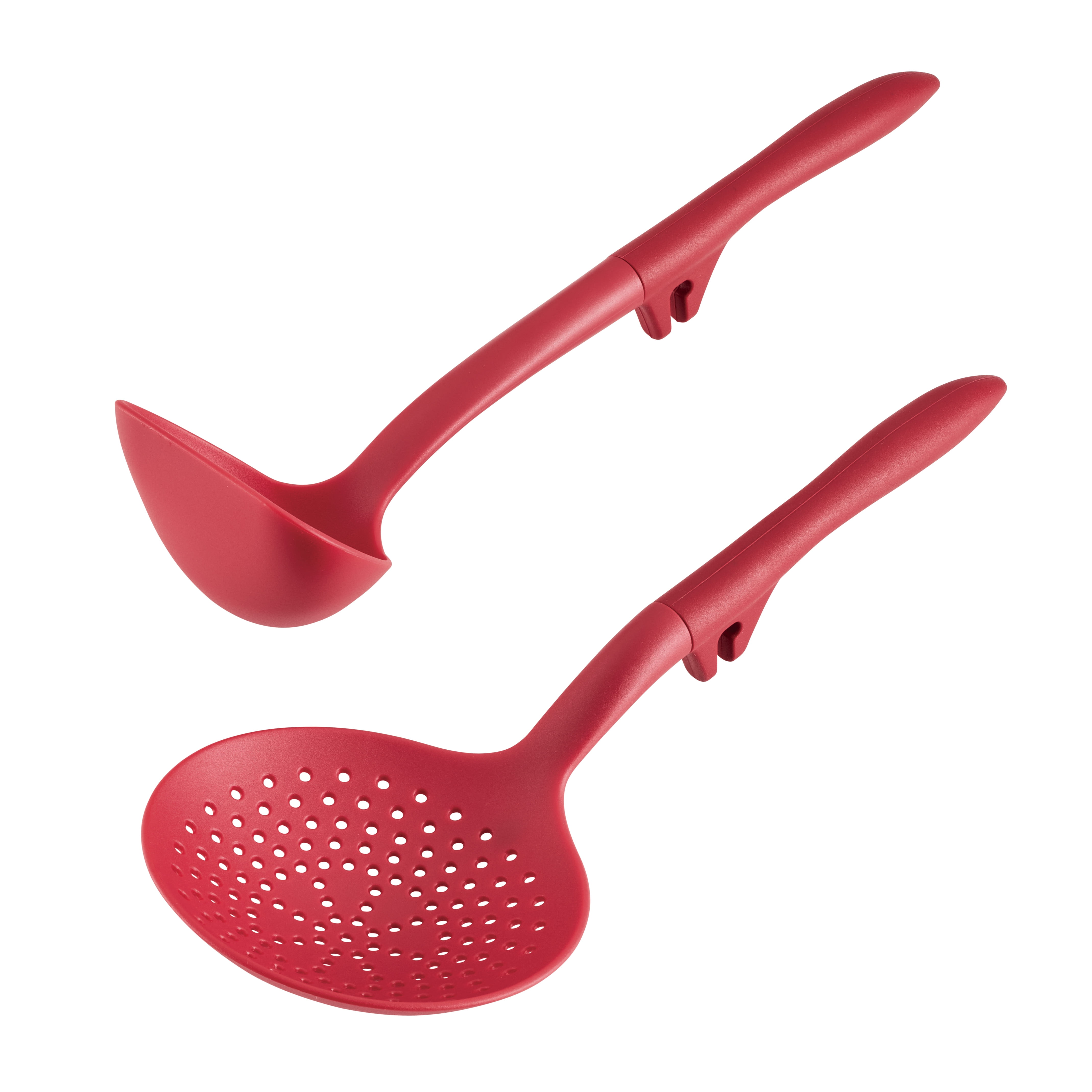 Red Solid and Slotted Spoon 3 Piece Lazy Spoonula 