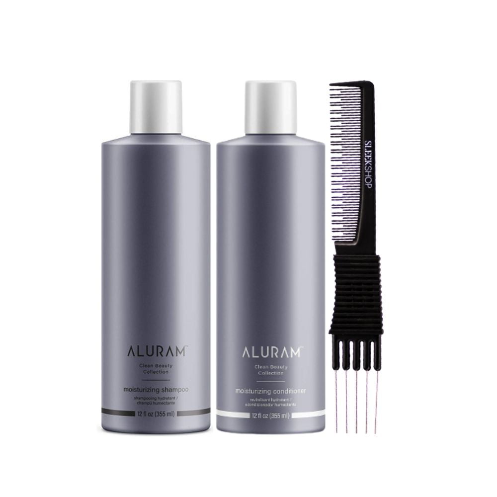 ALURAM Moisturizing Shampoo (12 oz) and Conditioner (12 oz) with Teasing Comb