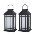 thumbnail image 2 of 2 Pack Solar Lanterns Outdoor Waterproof Flickering Flame Lights Black Metal Hanging Solar Lantern Patio Porch Garden Decoration, 2 of 8