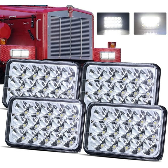 4x6" LED Headlights Dot Approved Hi/Lo Sealed Beam Compatible with Peterbilt Kenworth T600 W900 T800 Truck Peterbilt 379 S10 RV Freightliner