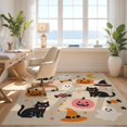thumbnail image 3 of Design&I 2'x3' Ultra Soft Door Mat, Beige Halloween Cats and Ghosts Playful Holiday Icons with Pumpkins Fluffy Washable Easy Care Indoor rug for Bedside Entryway, 3 of 3