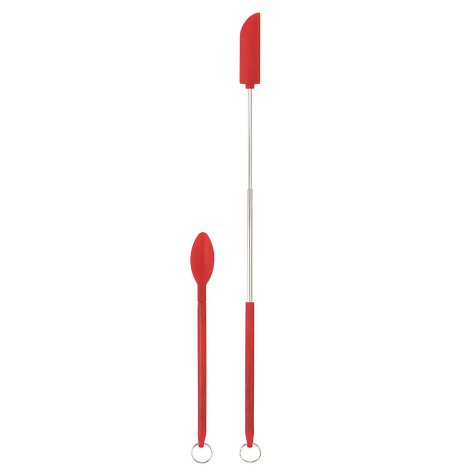 Multitrust 2Pcs Mini Silicone Telescopic Spatula and Scooping Spoon,  Reusable Spatulas Handle Size Adjustable Small Spatulas Tiny Scraper for  Kitchen 