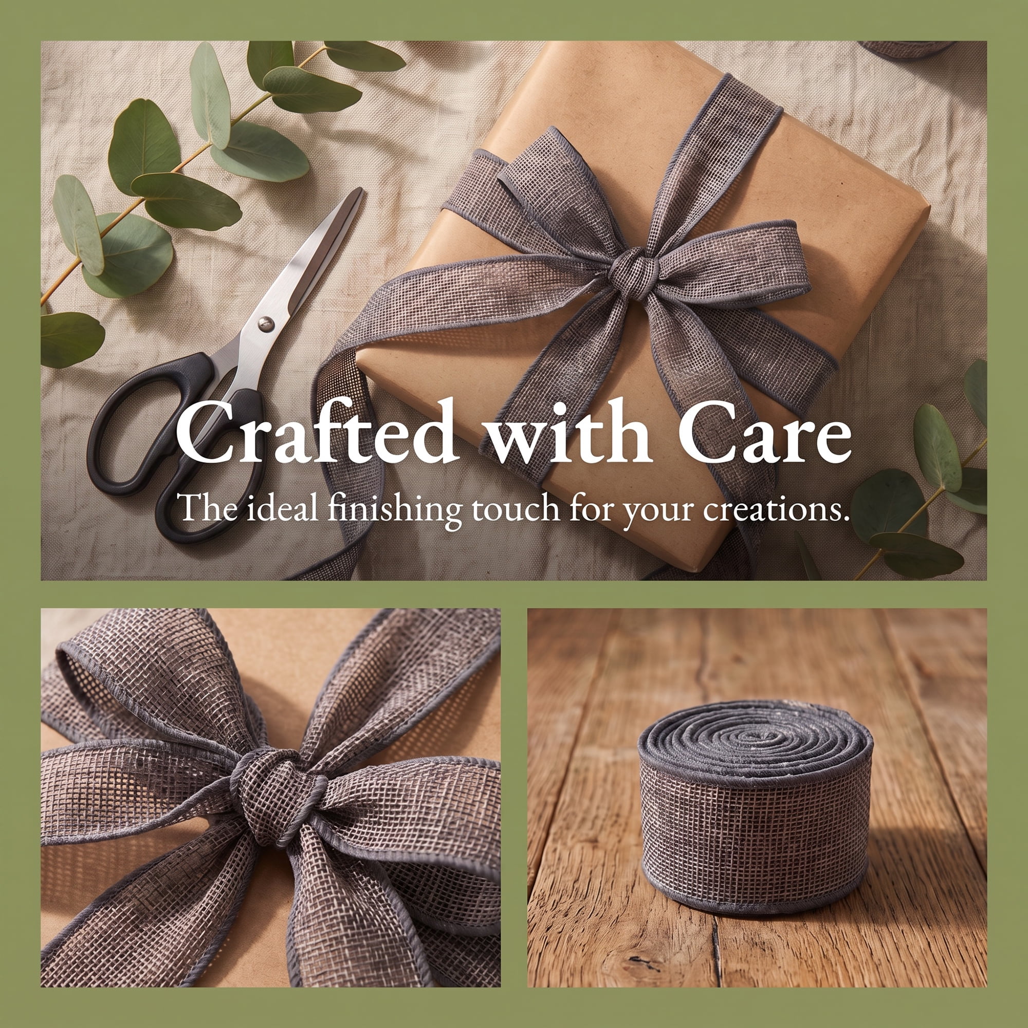 Unique Bargains Faux Burlap Ribbon for Elegant Gift Decoration Grey 4.9 Yard