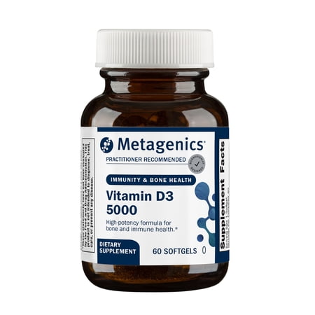 Metagenics Vitamin D3 5000 - for Immune Support, Bone Health & Heart Health* - High Potency Vitamin D - Non-GMO - Gluten-Free - 60 Softgels