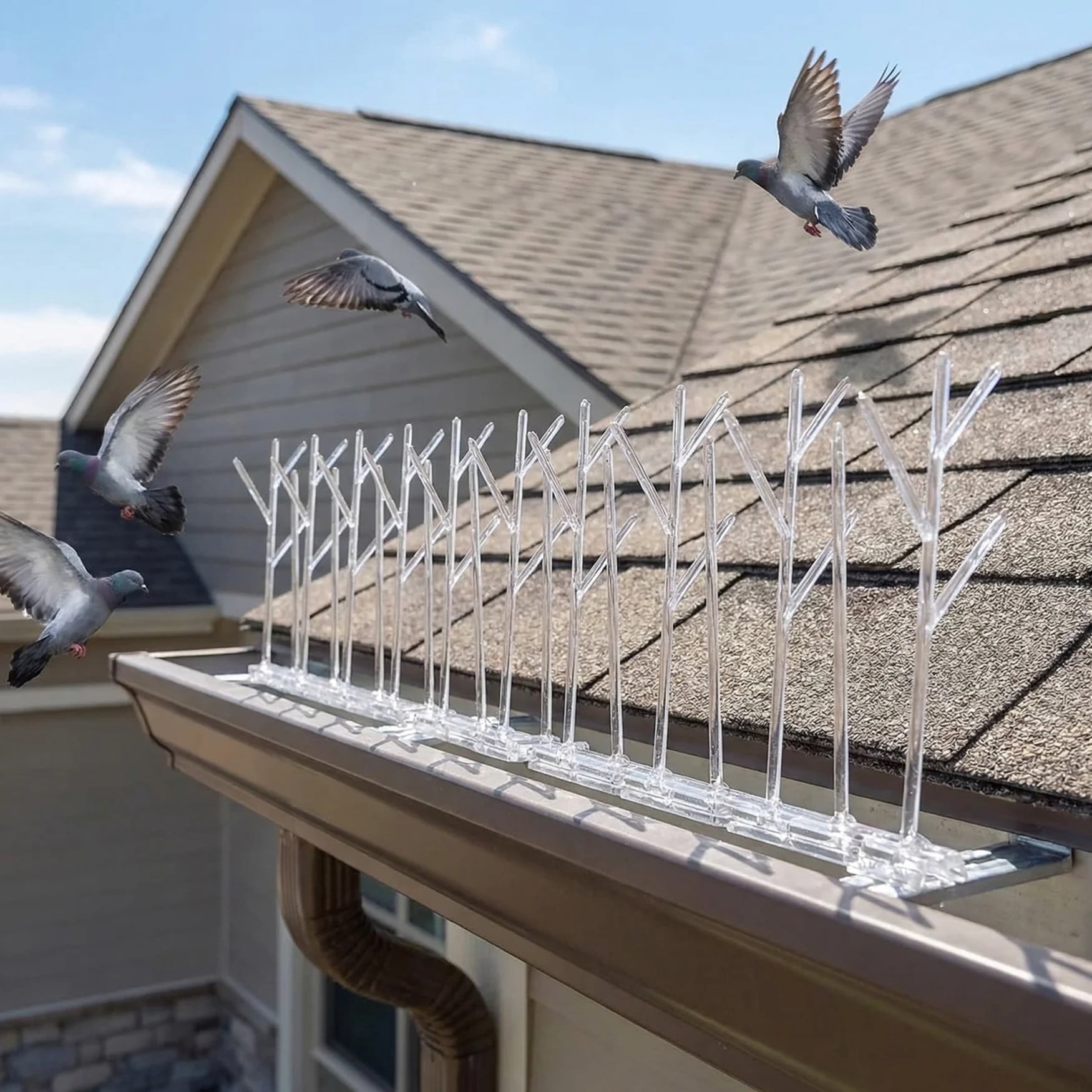 Aspectek Polycarbonate Bird Spikes Kit, 10 Feet with Transparent Silicone Glue Tube