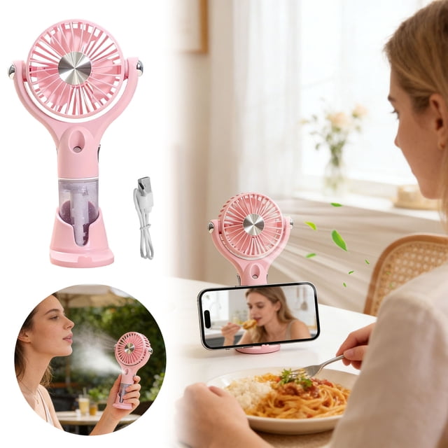 Portable Fan Handheld USB Personal Fan With Fine Spray And Rechargeable Battery For Outdoor Indoor Use