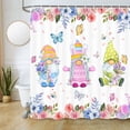 thumbnail image 2 of Sonernt Spring Fabric Shower Curtain, Flower Shower Curtain for Bathroom, Cute Gnomes Butterfly Bathroom Curtain with Hooks 72X72 Inch, 2 of 6