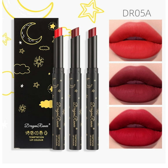 Lápiz labial para mujer, tinte labial, brillo labial, set de tres lápices labiales mate aterciopelados, lápiz labial portátil, caja de 3 lápices labiales.