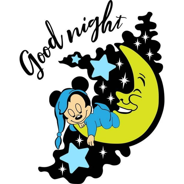Good Night Baby Mickey Mouse Cartoon Character Wall Art Sticker Vinyl