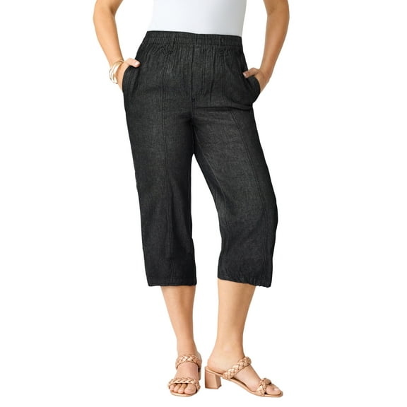 Roaman's Women's Plus Size Easy-Wear Straight Leg Capri