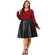 thumbnail image 3 of Women's Plus Size PU Skirt A-Line Versatile Flared Party Skirts Black 4X, 3 of 6