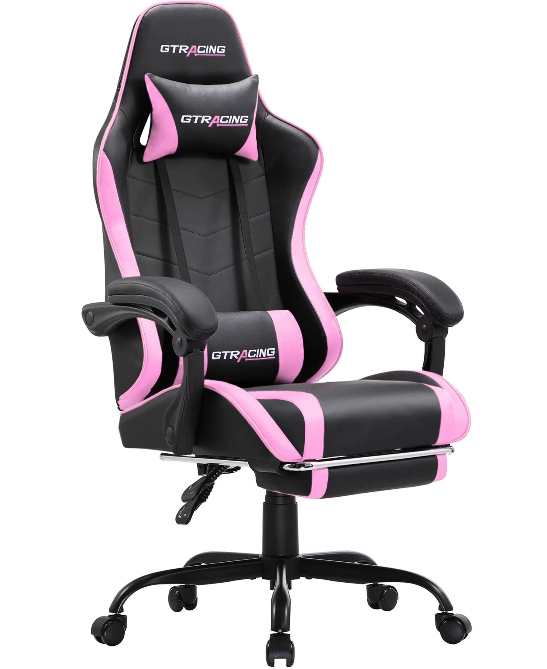 GTRACING Home Office & Gaming Bundle: GTWD-200 Ergonomic Gaming Chair with Footrest & Lumina Elite LED Gaming Desk with Power Outlets, Wireless Charging, and Monitor Stand
