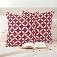 thumbnail image 3 of Red Geometric Outdoor Waterproof Pillow Covers, Vintage Rhombus Circle Texture Decorative Square Throw Pillowcase Sofa Cushion Sham for Patio/Couch/Chair, 16"x16" 2 Pack, 3 of 8