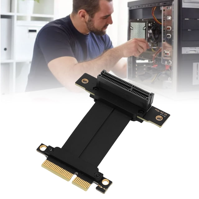 Graphics Card Extension Cable Gen 4 GPU PCIe 4.0 X4 Riser Cable 8GB s 90 Degree Black ABS and PCB Male to Female Adapter Card for PC Cases, Servers, Extreme Games